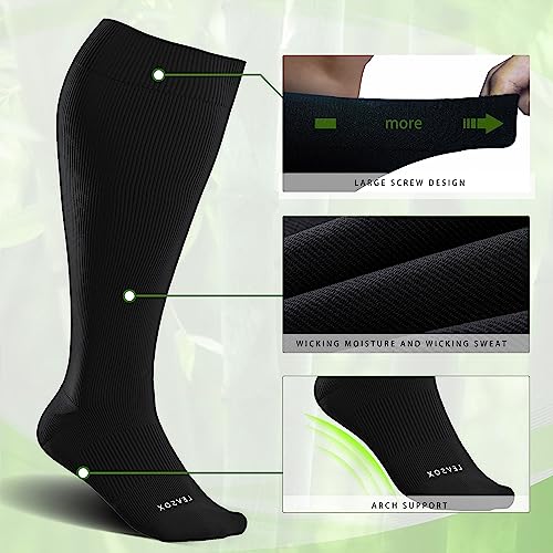 Plus Size Compression Socks for Women&Men Wide Calf 15 (3 Pairs-black/Heart/Stripe / XX-Large)