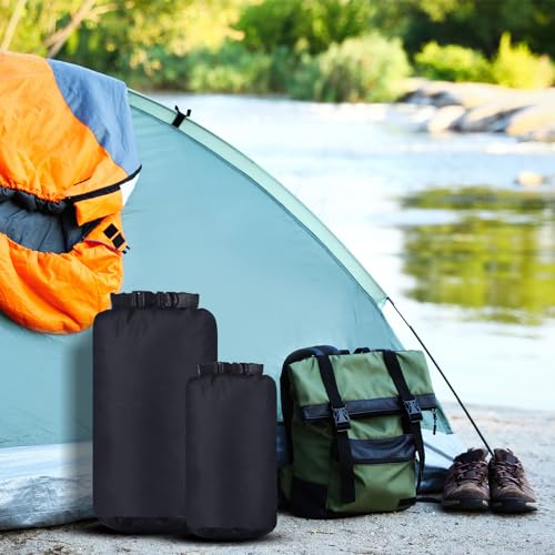 6 Pcs Waterproof Dry Bag Set for Kayaking & Camping (Black)