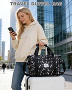 Large Duffel Bag For Travel Women Carry On Personal Item Work 18x14x8 Bag (A89-LeafBlack-expandable / X-large)