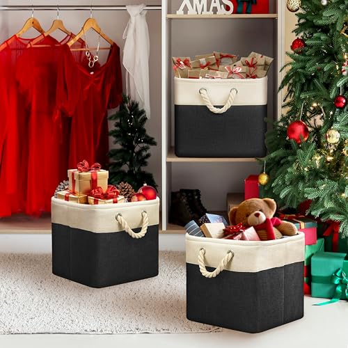 13" x 13" Large Fabric Storage Cubes (Black / 13" Cube - 13" x 13" x 12.5")