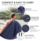 Quick Dry Travel Towel with Case & Carabiner (Navy Blue / 47.00" x 23.60")