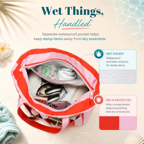 Large Beach Bag for Women (Coral)