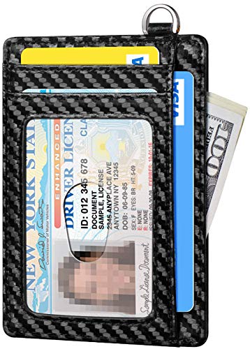 Slim Minimalist Wallet RFID Credit Card Holder for Men (small / Carbon Fiber Black)