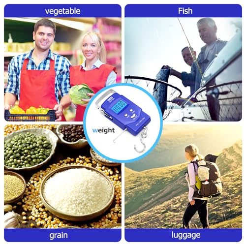 Fish Scale 110 lb Digital Luggage Scale with Tape (Blue)