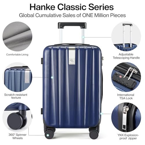 24 Inch Luggage Suitcases With Spinner Wheels Lightweight PC Hard Shell Rolling Suitcase With Travel Locks (24 Inch / Dark Blue)