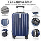 20 Inch Carry On Luggage 22x14x9 Airline Approved Lightweight PC Hard Shell Suitcases with Wheels Travel Luggage Rolling Suitcase Travel Luggage Bag for Weekender (20 Inch / Dark Blue)