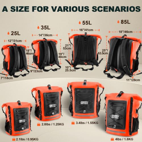 Waterproof Backpack Dry Bag 25L (Orange / 25L)