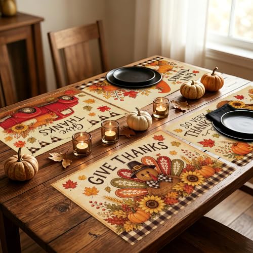 Thanksgiving Placemats 6 Pcs (Thanksgiving Turkey)
