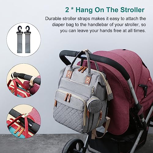 Diaper Bag Backpack with Changing Station (Grey)