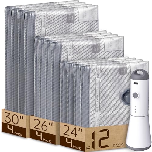 12 Pack Vacuum Bags for Travel with Rechargeable air Pump (12 Combo Travel Size)