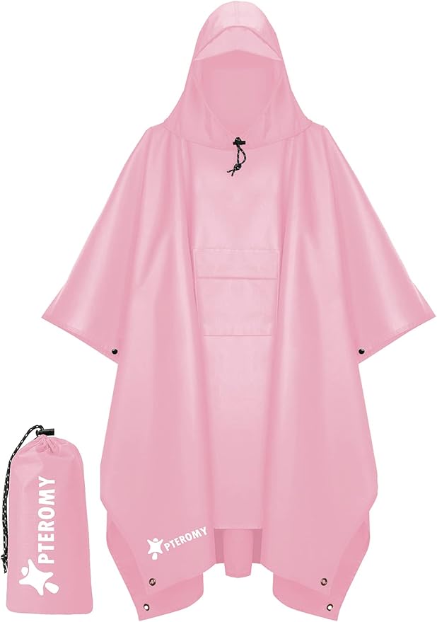 PTEROMY Hooded Rain Poncho for Adult by PTEROMY