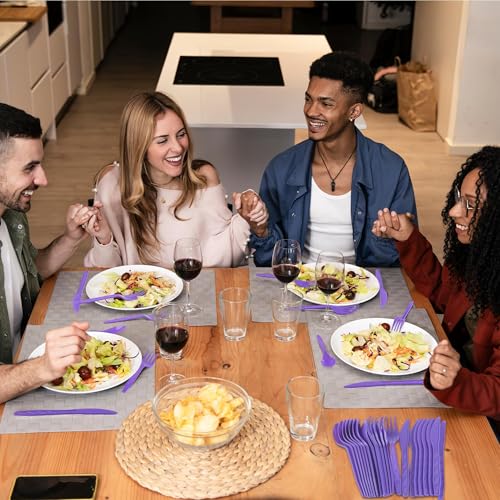 90 Pieces Purple Plastic Cutlery Set (Purple)