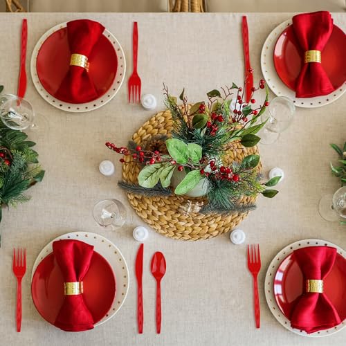 360 Pieces Red Plastic Cutlery Set (Red)