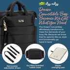 Dream Convertible Diaper Bag Tote Backpack (Midnight Black)