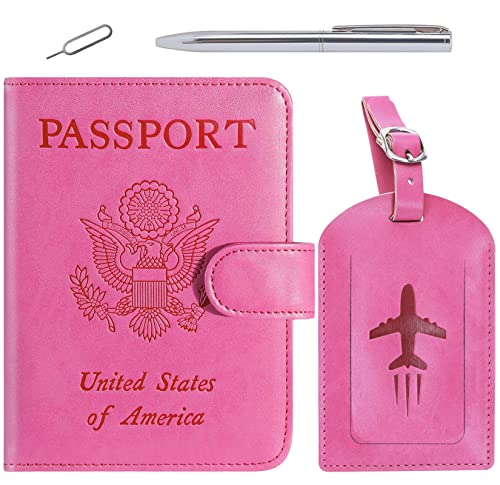 Passport Holder With Luggage Tag (114#Pink / Passport Covers)