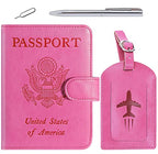 Passport Holder With Luggage Tag (114#Pink / Passport Covers)