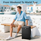 3 Piece Luggage Set Expandable Hardside Suitcases with Spinner Wheels (Jet Black / 20/24/28 Inch EXT)