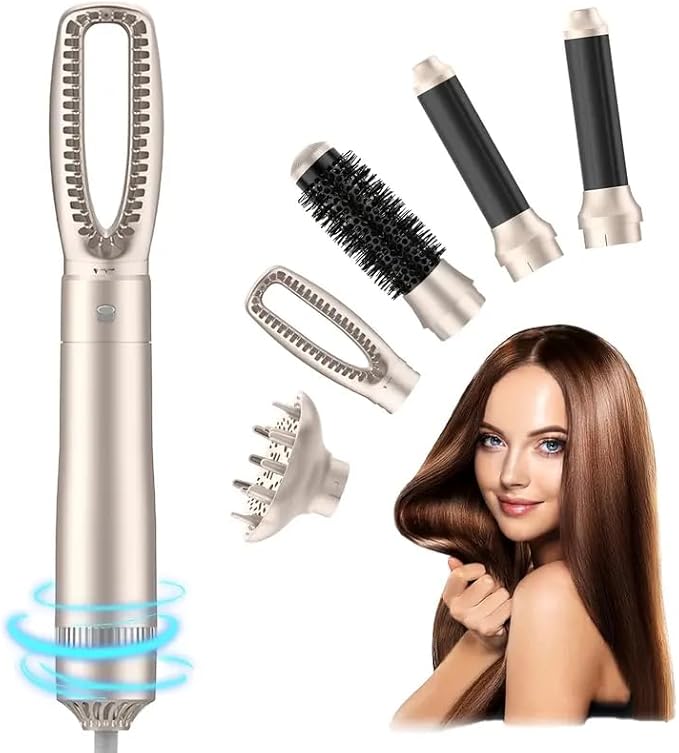AIKO PRO 5-in-1 Hair Dryer Brush Set, 1200W, Lightweight, ALCI Safety, Tourmaline Technology, Champagne Gold (Champagne Gold)