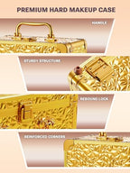 Makeup Box with Detachable Magnetic LED Mirror (Bling Gold / Small)