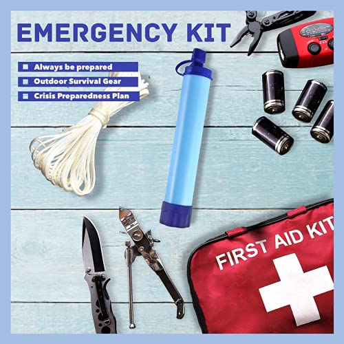 Personal Water Filter Straw Outdoor Portable Filtration Emergency Survival Gear Water Solutions Tactical Gear for Hiking Camping Accessories Travel Hunting Fishing Outing Backpacking (4 Pack)