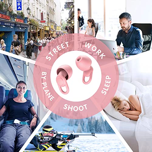 Silicone Reusable Soft Comfortable Earplugs for Sleeping (Pink)