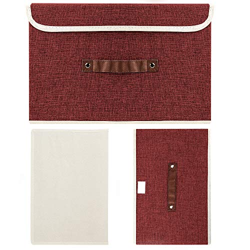 Foldable Storage Boxes with Lids 5 Pack Fabric Storage Bins with Lids (5 pack / Red Wine)
