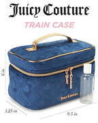 Velour Train Case Blue Makeup Bag Heart Logo (Blue)