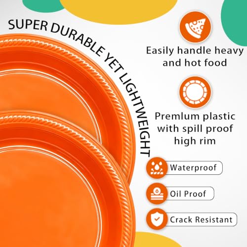 10 inch Orange Plastic Plates (Orange / 100 Pcs)