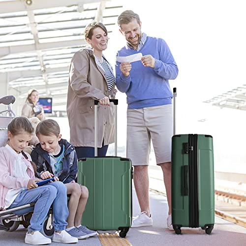 28" Expandable Checked Luggage Hardshell Suitcase with TSA Lock (Green Single / 28 Inch)