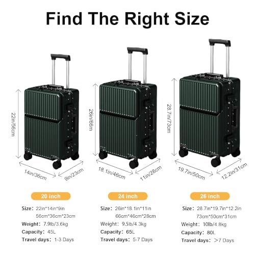 Zipperless Luggage (green / 20 inch)
