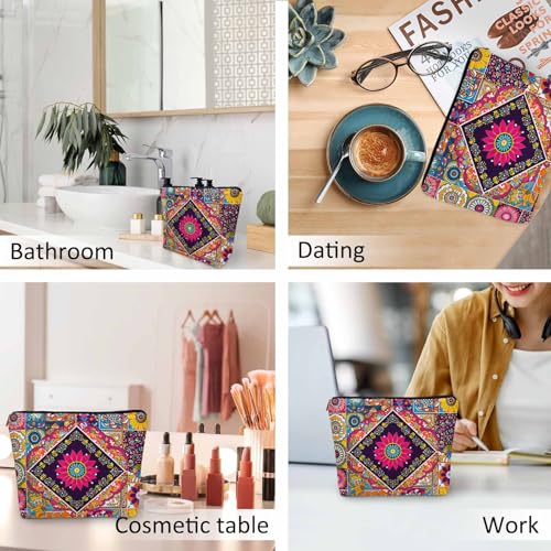 Women Makeup Organizer Bag Mandala Floral (9 x 7.1 inch / Mandala Floral)