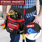 Tool Belt,14-Pockets Tool Belts for Men with Magnetic Tool Pouch (Black&red)
