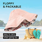 Women Floral Reversible Wide Brim Sun Hats Summer UV Protection Hiking Fishing Hat Wired Edge Beach Garden Lawn Work Cap Chin Strap (Medium / Qf002-pink)