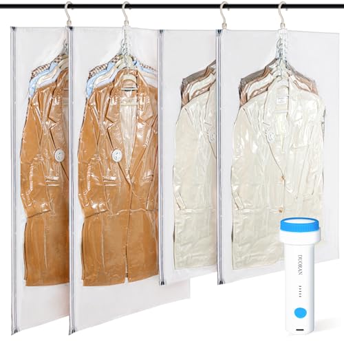 Hanging Vacuum Storage Bags with Electric Pump (Sheer / 4-Combo)