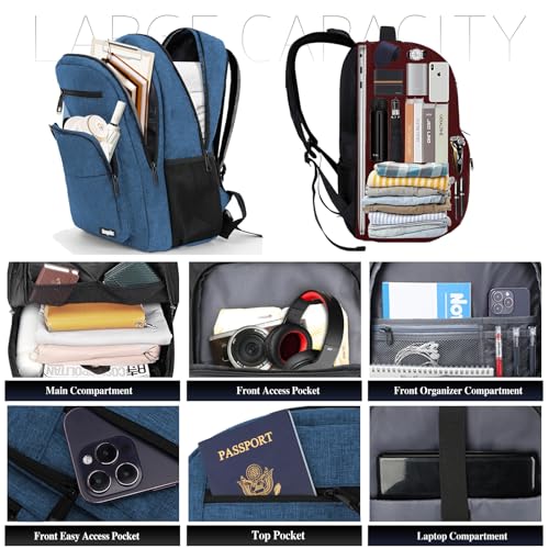 Blue Backpack for Men Women (A6-blue / 15.6 Inch)