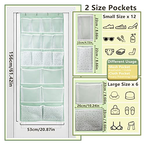 18 Pockets Over the Door Organizer with 4 Kind Pockets (Large-Green: Pack of 1)