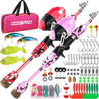 Kids Fishing Pole (Pink&Red / 4.92 ft)