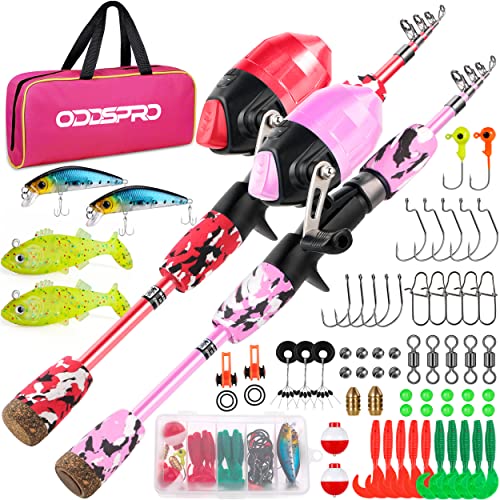 Kids Fishing Pole (Pink&Red / 4.92 ft)