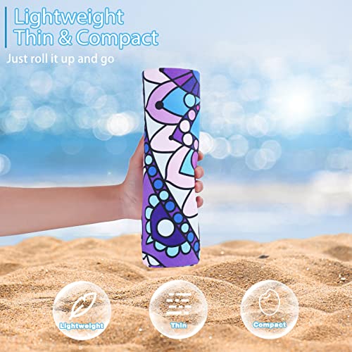 Microfiber Beach Towel with Bag Oversized 71x32 Sand Free 4 Pack (4 Pack Blue and Tie Dye / 71"x32")
