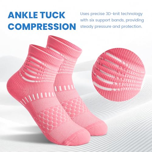 Ankle Compression Socks Women Men Plantar Fasciitis Relief 5 Pairs (Medium / White+cyan+blue+purple+pink(5 Pairs))