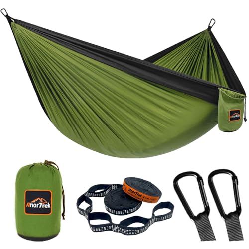 Camping Hammock (Olive Green&black / Single 110''L x 55''W)
