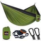 Camping Hammock (Olive Green&black / Single 110''L x 55''W)
