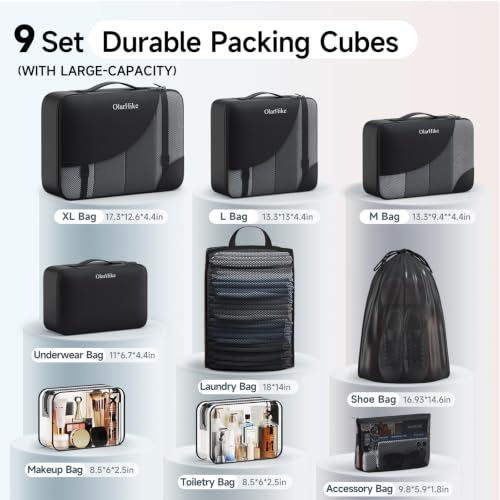 Packing Cubes for Travel (03 Black)