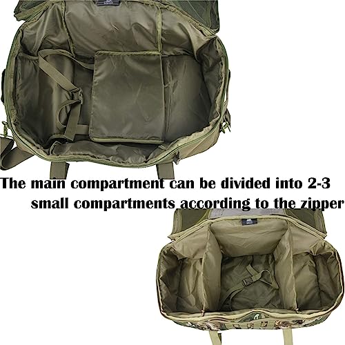 3 In 1 Tactical 85L Military Backpack Travel Duffle Bag for Weekender Gym Workout Deployment (Large (85L) / Green)