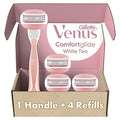 ComfortGlide White Tea Women's Razor 1 Handle + 4 Blade Refills