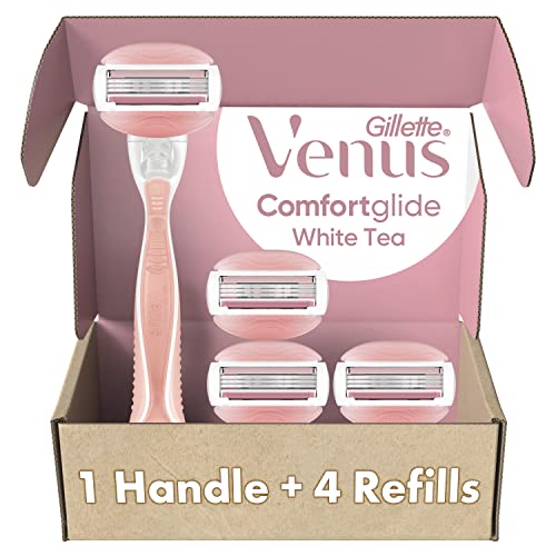 ComfortGlide White Tea Women's Razor 1 Handle + 4 Blade Refills