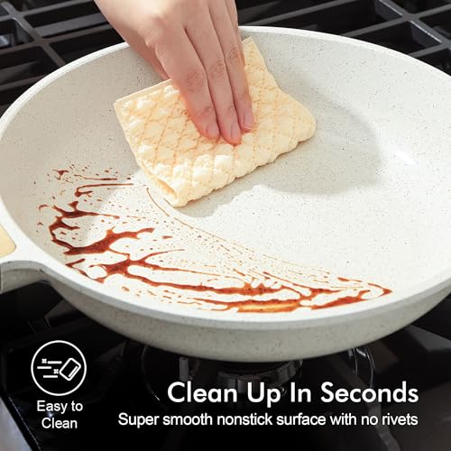 Nonstick Ceramic Frying Pan Skillet (11 Inch / White)