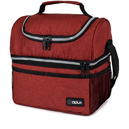 Insulated Lunch Bag for Men Women (Heather Red)
