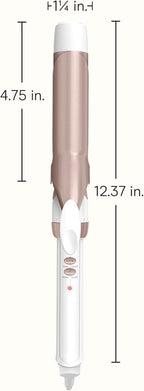 Conair Double Ceramic 1 ¼-Inch Curling Iron, 1 ¼-Inch Barrel Creates Loose Curls, Hair Curler for Use on Medium & Long Hair, White/Rose Gold