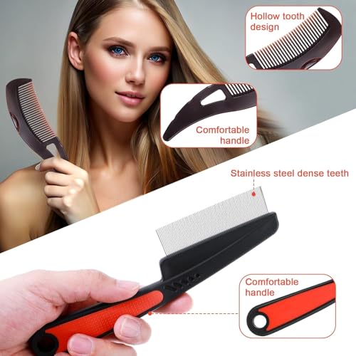 Dandruff Comb Remover Scalp Detox Comb for Build Up Self Cleaning Hair Comb (1PC Brown and Red)